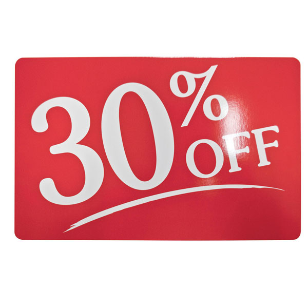 30 off sale signs 30 off Signs Store Business Signs in Store Signage Plastic Sale Sign Sale 30% Off 13 oz Heavy Duty Vinyl Banner Sign with Metal Grommets, New, Store, Advertising, Flag, (Many Sizes Available) Add 4/4(1).