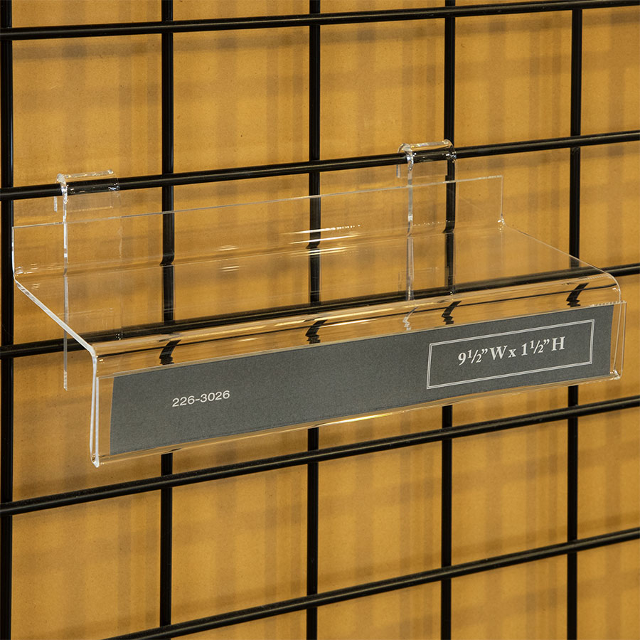 Acrylic Gridwall Shelf With Sign Holder Retail Displays Acrylic Gridwall Shelf With Sign Holder View Larger